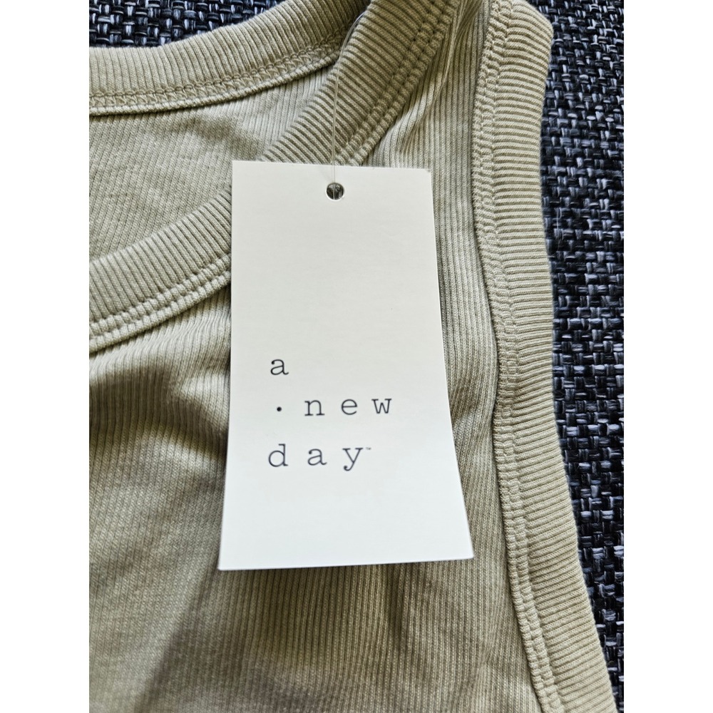 A New Day Tank Top Womens 2X Light Green NEW Ribbed Cotton Modal Stretch Casual - Picture 3 of 8
